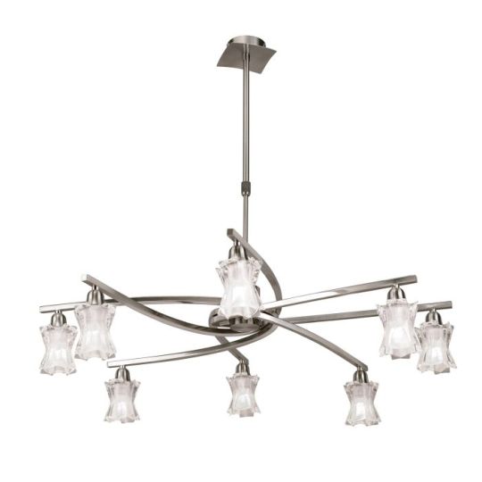 Mantra Alaska Pendant Convertible To Semi Flush 8 Light L1/SGU10 Satin Nickel  CFL Lamps INCLUDED