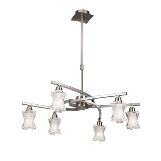 Mantra Alaska Pendant Convertible To Semi Flush 6 Light L1/SGU10 Satin Nickel CFL Lamps INCLUDED