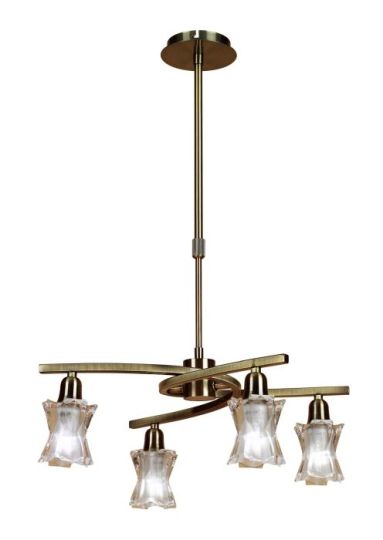 Mantra Alaska Pendant Convertible To Semi Flush 4 Light L1/SGU10 Antique Brass CFL Lamps INCLUDED