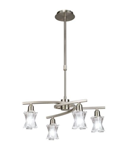 Mantra Alaska Pendant Convertible To Semi Flush 4 Light L1/SGU10 Satin Nickel CFL Lamps INCLUDED