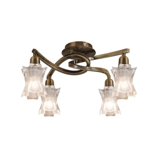 Mantra Alaska Ceiling 4 Light L1/SGU10 Antique Brass CFL Lamps INCLUDED