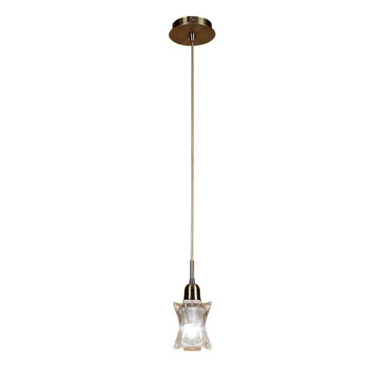 Mantra Alaska Pendant 1 Light L1/SGU10 Antique Brass CFL Lamps INCLUDED