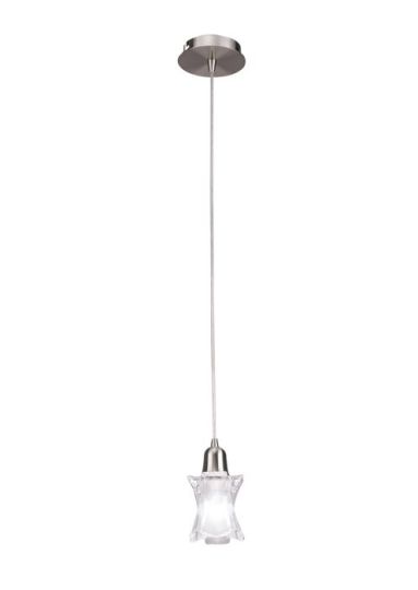 Mantra Alaska Square Pendant 1 Light L1/SGU10 Satin Nickel CFL Lamps INCLUDED