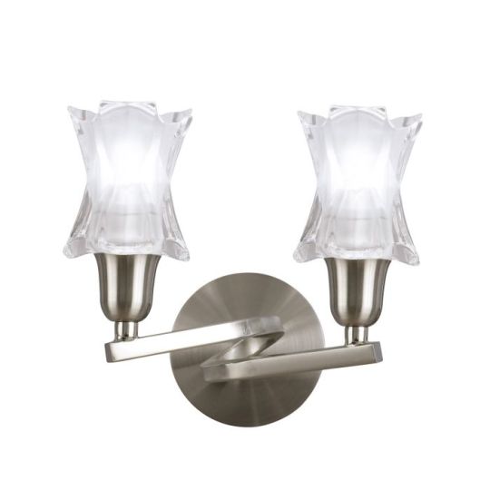 Mantra Alaska Wall Lamp Switched 2 Light L1/SGU10 Satin Nickel CFL Lamps INCLUDED