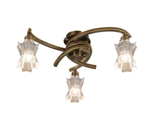 Mantra Alaska Ceiling 3 Light L1/SGU10 Antique Brass CFL Lamps INCLUDED