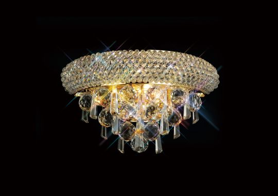 Diyas IL32100 Alexandra Wall Lamp Small 2 Light French Gold/Crystal