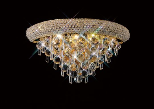 Diyas IL32101 Alexandra Wall Lamp Medium 3 Light French Gold/Crystal