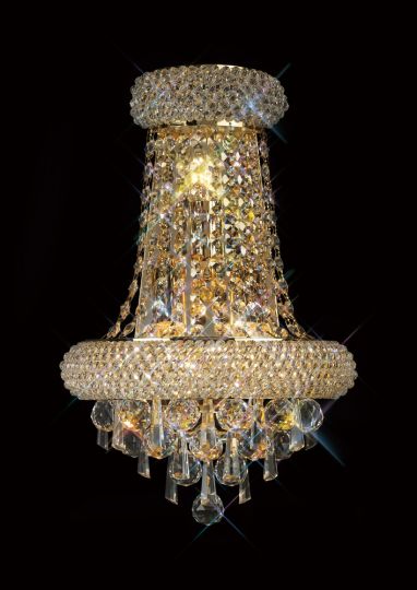 Diyas IL32102 Alexandra Wall Lamp Large 3 Light French Gold/Crystal