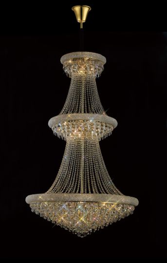 Diyas IL32114 Alexandra Pendant 3 Tier 29 Light French Gold/Crystal