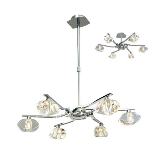 Mantra Alfa Telescopic Convertible To Semi Flush 6 Light G9 Polished Chrome