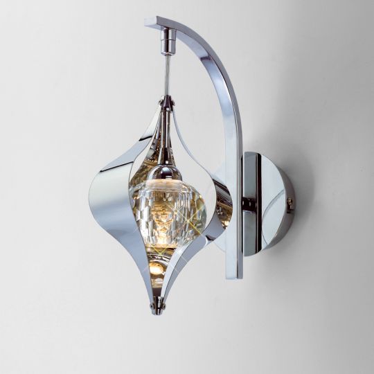 Diyas Lighting - Amano Wall Lamp 1 Light Switched Polished Chrome/Crystal - IL30581