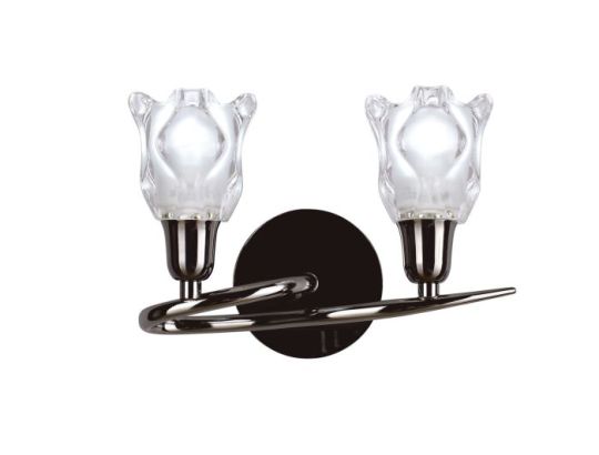 Mantra Amel Wall Lamp Switched 2 Light L1/SGU10 Black Chrome CFL Lamps INCLUDED
