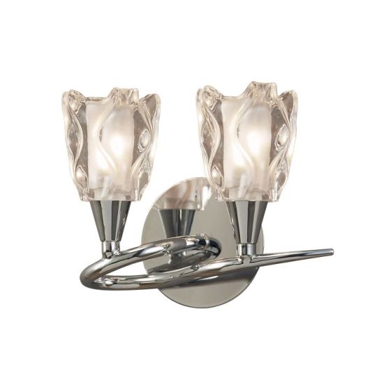 Mantra Amel Wall Lamp Switched 2 Light L1/SGU10 Polished Chrome CFL Lamps INCLUDED
