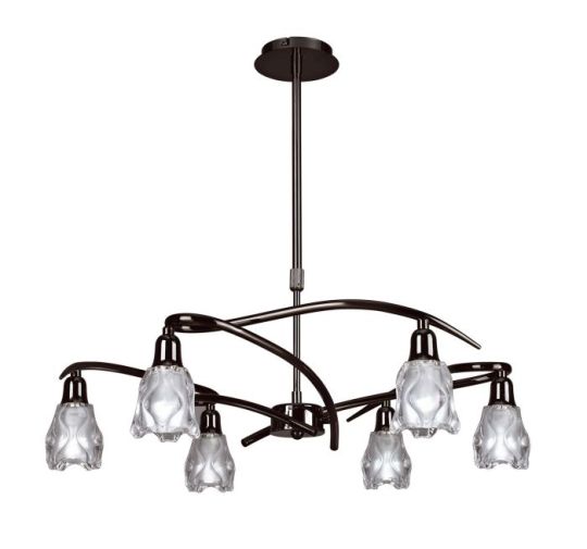 Mantra Amel Telescopic Convertible To Semi Flush 6 Light L1/SGU10 Black Chrome CFL Lamps INCLUDED