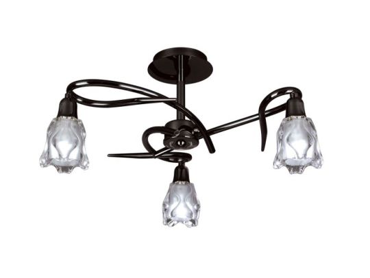 Mantra Amel Ceiling 3 Light L1/SGU10 Black Chrome CFL Lamps INCLUDED