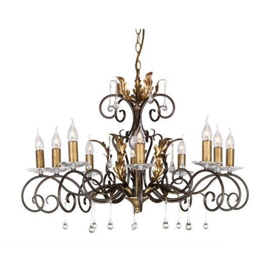 Elstead Lighting Amarilli 10 Light Chandelier - Bronze/Gold 