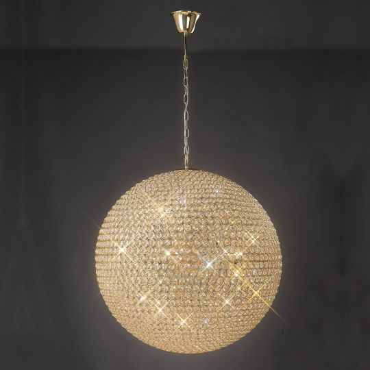 Diyas IL30750 Ava Pendant 12 Light French Gold/Crystal