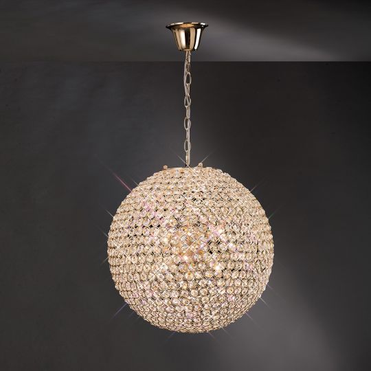 Diyas IL30753 Ava Pendant 7 Light French Gold/Crystal