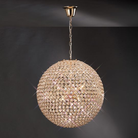 Diyas IL30754 Ava Pendant 9 Light French Gold/Crystal