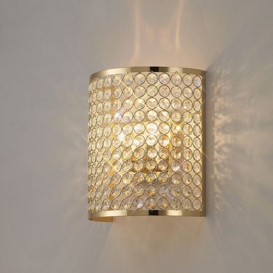 Diyas IL30759 Ava Wall Lamp Rectangle 2 Light French Gold/Crystal