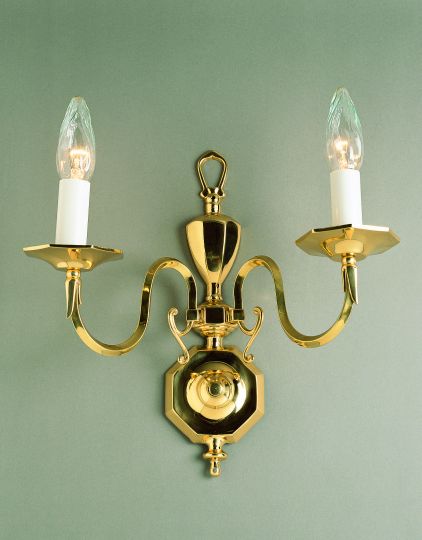 Impex BF19180/02/WB Ghent  Series Decorative 2 Light Polished Brass Wall Light