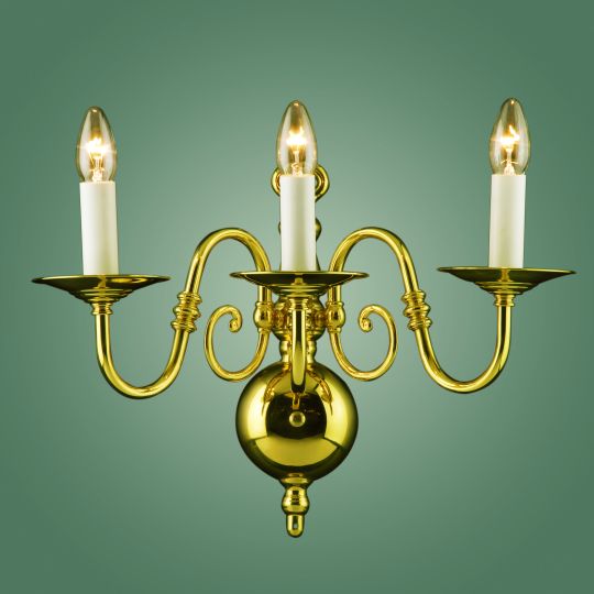 Impex BF19312/03/WB Antwerp  Series Decorative 3 Light Polished Brass Wall Light