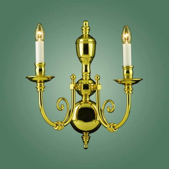 Impex BF19700/02/WB Beveren  Series Decorative 2 Light Polished Brass Wall Light