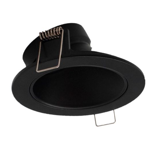 Mantra Brandon Recessed Downlight Round 1 x GU10 (Max 12W) Matt Black Cut Out: 98mm Lampholder Included