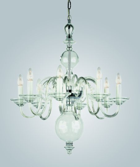 Impex CB05519/08/CLR Salas  Series Decorative 8 Light Clear Glass Ceiling Light