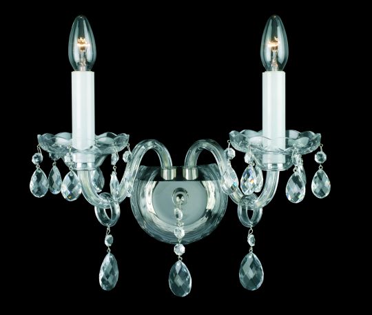Impex CB46028/02/WB/N Dolni Series Decorative 2 Light Nickel Wall Light