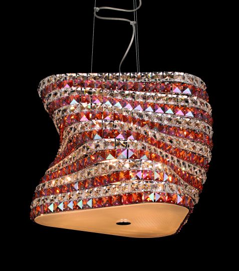 Impex CFH211131/06/L/AMB Tia  Series Decorative 6 Light Chrome Ceiling Light