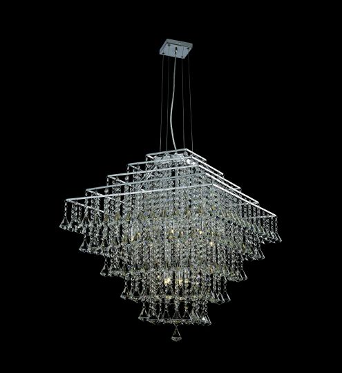 Impex CFH301171/12/CH Parma Square  Series Decorative 12 Light Chrome Ceiling Light