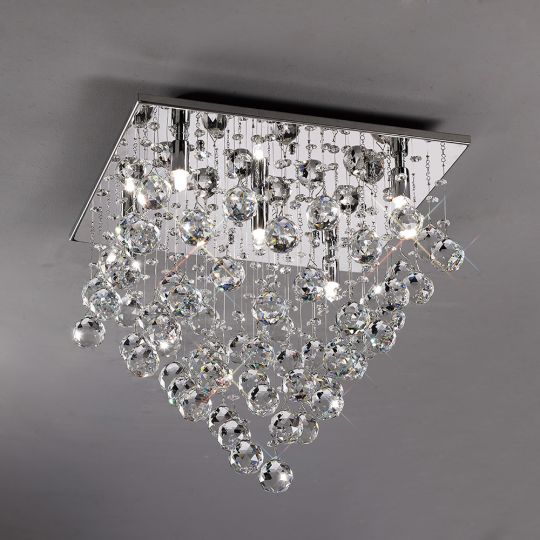Diyas IL30788 Colorado Ceiling Square 5 Light Polished Chrome/Crystal
