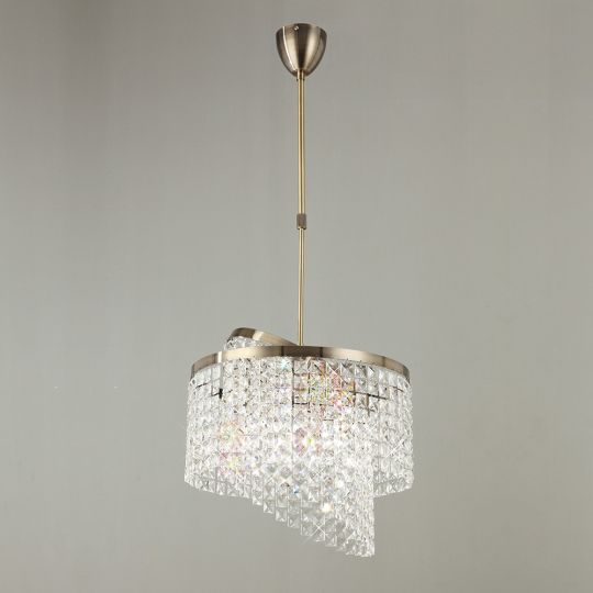 Diyas IL30093 Cortina Telescopic Pendant 6 Light With Adjustable Rings Antique Brass/Crystal