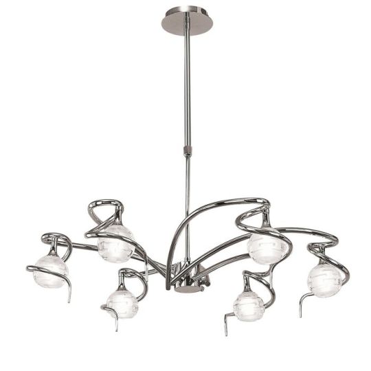 Mantra Dali Telescopic Pendant Convertible To Semi Flush 6 Light G9 Polished Chrome