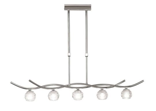 Mantra Dali Telescopic Pendant Line 5 Light G9 Polished Chrome