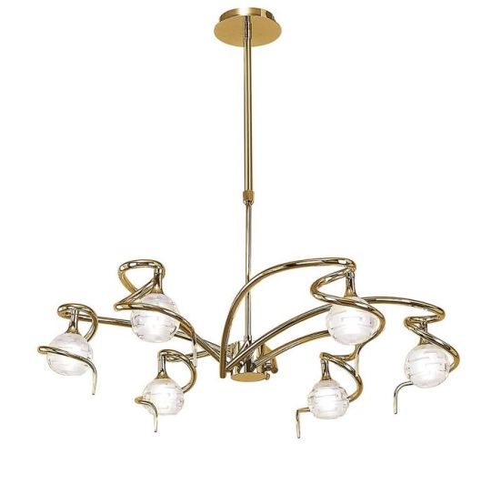 Mantra Dali Telescopic Pendant Convertible To Semi Flush 6 Light G9 Polished Brass