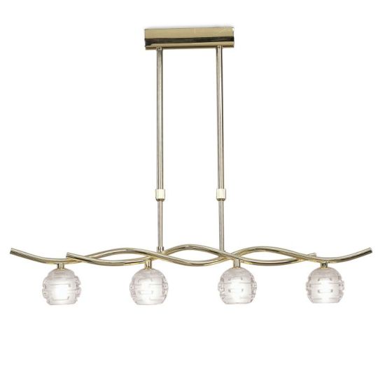 Mantra Dali Telescopic Linear Pendant Line 4 Light G9 Polished Brass