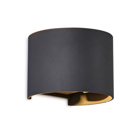 Mantra Davos Round Wall Lamp 2 x 6W LED 3000K 1100lm IP54 Anthracite 3yrs Warranty