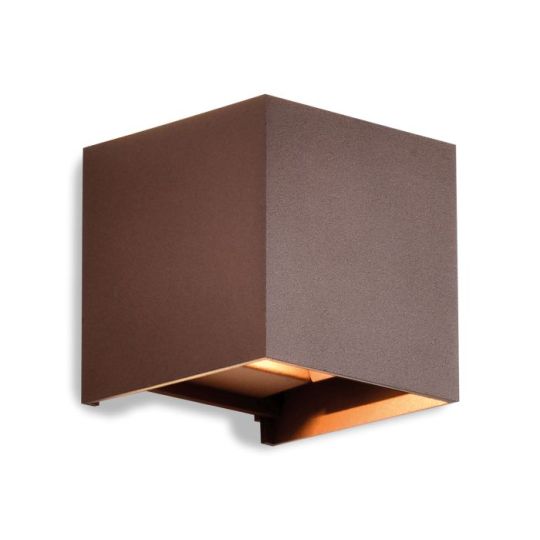 Mantra Davos Square Wall Lamp 2 x 6W LED 3000K 1100lm IP54 Rust Brown 3yrs Warranty