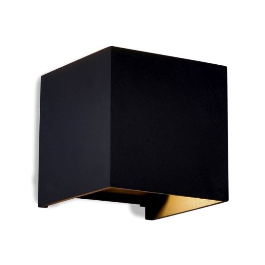 Mantra Davos Square Wall Lamp 2 x 6W LED 4000K 1100lm IP54 Sand Black 3yrs Warranty