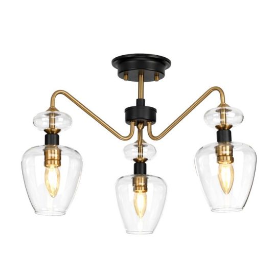Elstead Lighting Armand 3 Light Semi Flush - Aged Brass