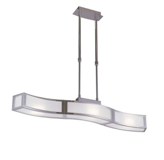 Mantra Duna GU10 Linear Pendant 3 Light L1 SGU10 Bar Polished Chrome White Acrylic CFL Lamps INCLUDED