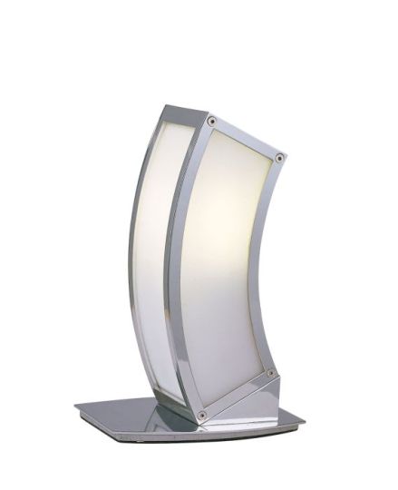 Mantra Duna GU10 Table Lamp 1 Light L1/SGU10 Polished Chrome/White Acrylic CFL Lamps INCLUDED