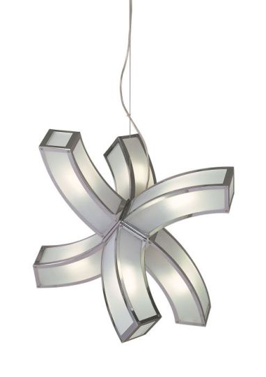 Mantra Duna GU10 Pendant 6 arms 6 Light L1/SGU10 Polished Chrome/White Acrylic CFL Lamps INCLUDED