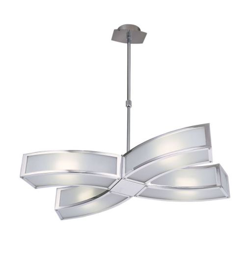 Mantra Duna GU10 Pendant 4 Light L1/SGU10 Polished Chrome/White Acrylic CFL Lamps INCLUDED