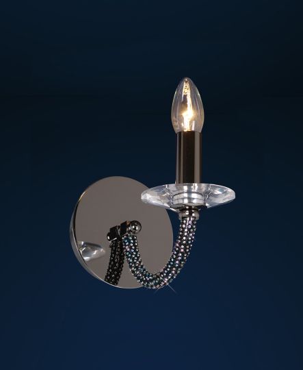 Diyas Lighting - Elena Wall 1 Light Black Chrome/Crystal Switched - IL30471