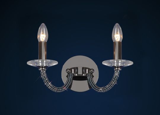 Diyas Lighting - Elena Wall 2 Light Black Chrome/Crystal Switched - IL30472