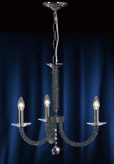 Diyas IL30473 Elena Pendant 3 Light Black Chrome/Crystal