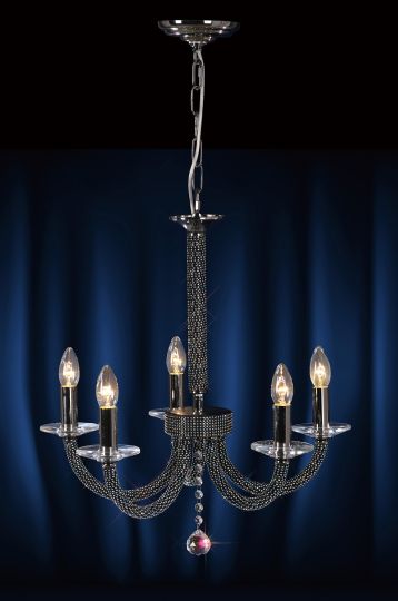 Diyas IL30475 Elena Pendant 5 Light Black Chrome/Crystal